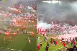 Hinchas de Slavia Praga atacan a rivales en partido