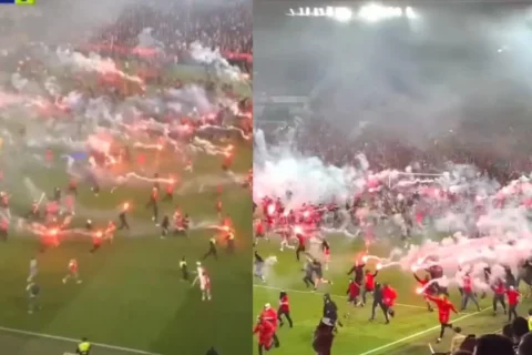 Hinchas de Slavia Praga atacan a rivales en partido