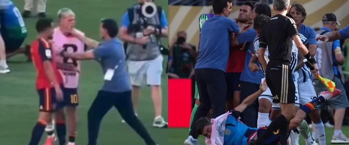 Asistente de Scaloni pide perdón por empujón a Olmo