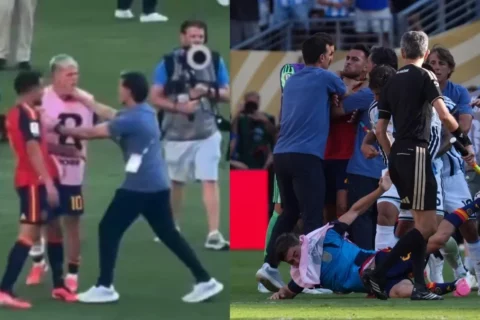 Asistente de Scaloni pide perdón por empujón a Olmo