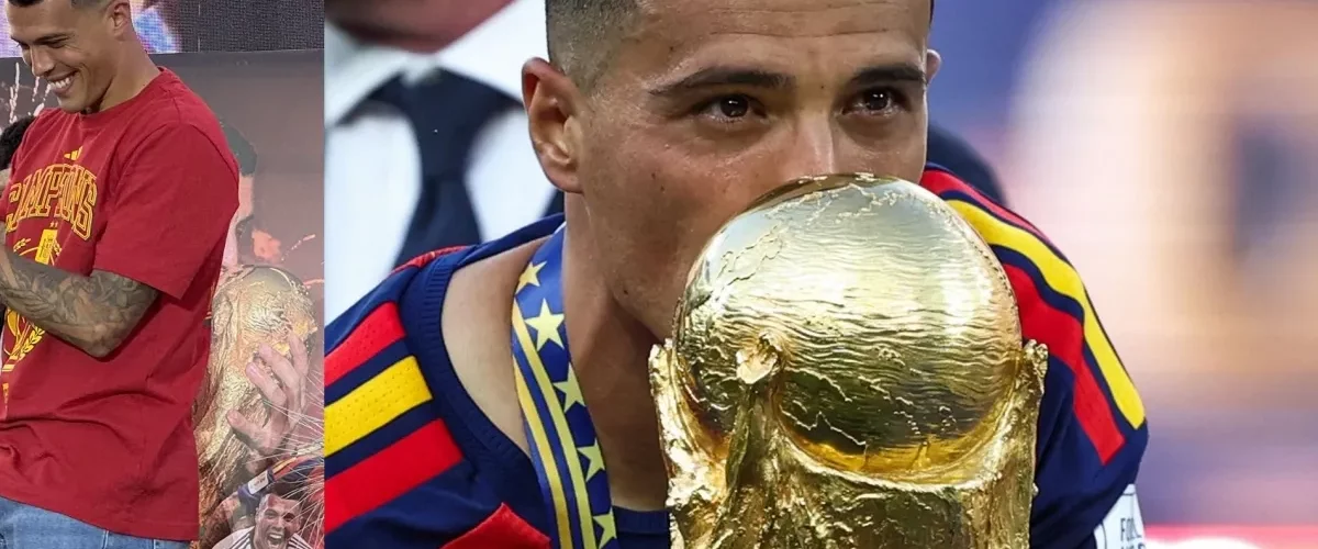 Pedro Porro entrega medalla de campeón del mundo a su abuelo