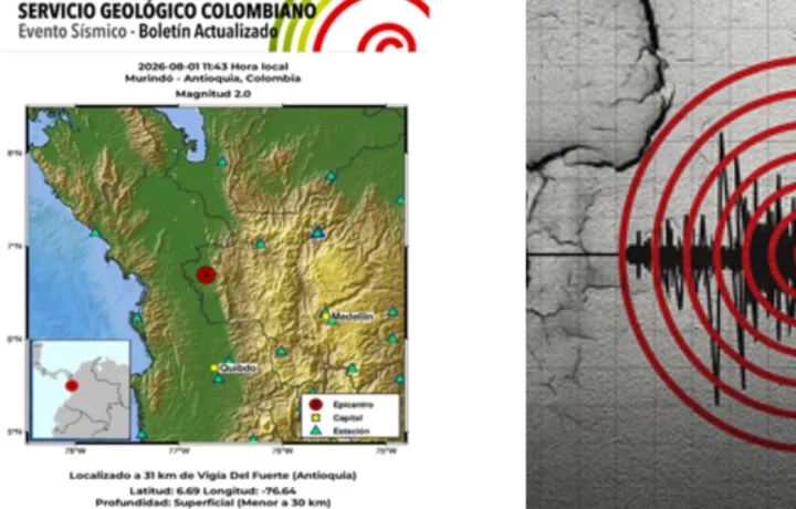 Sismo de 2.6 sacude Murindó en Antioquia