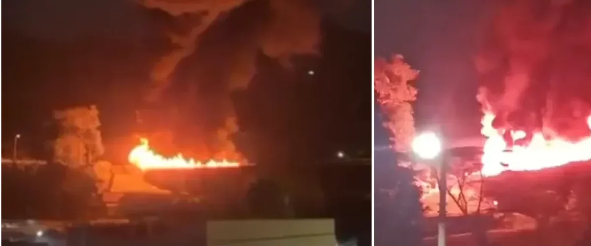 Vehículo de carga volcado e incendiado en puente de Calarcá